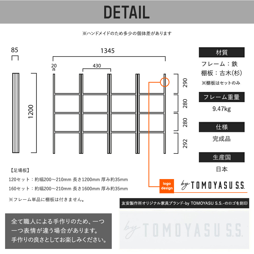 友安製作所 DIY ディスプレイラック オープンラック 棚 3段 店舗什器