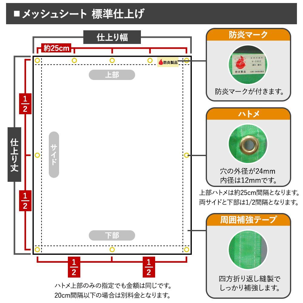 保存版 防風ネット 防雪ネット カーポート ターポスクリーン 建築養生2類 メッシュシート 54 Ft23 幅181 270cm 丈301 350cm サイズオーダー Jq 最適な材料 Www Sagamorepub Com