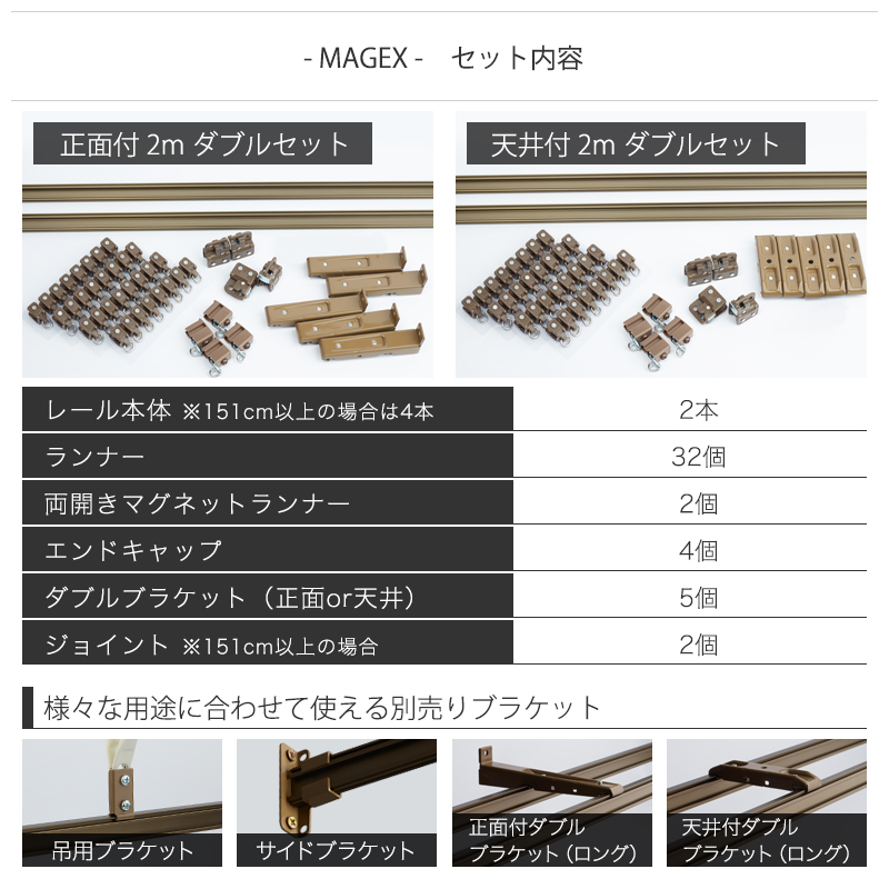 カーテンレール 曲がる 2m ダブル セット 出窓用 天井 車用 MAGEX