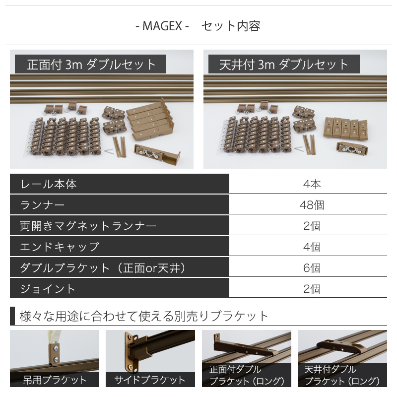 カーテンレール 曲がる 3m ダブル セット 出窓用 天井 車用 MAGEX