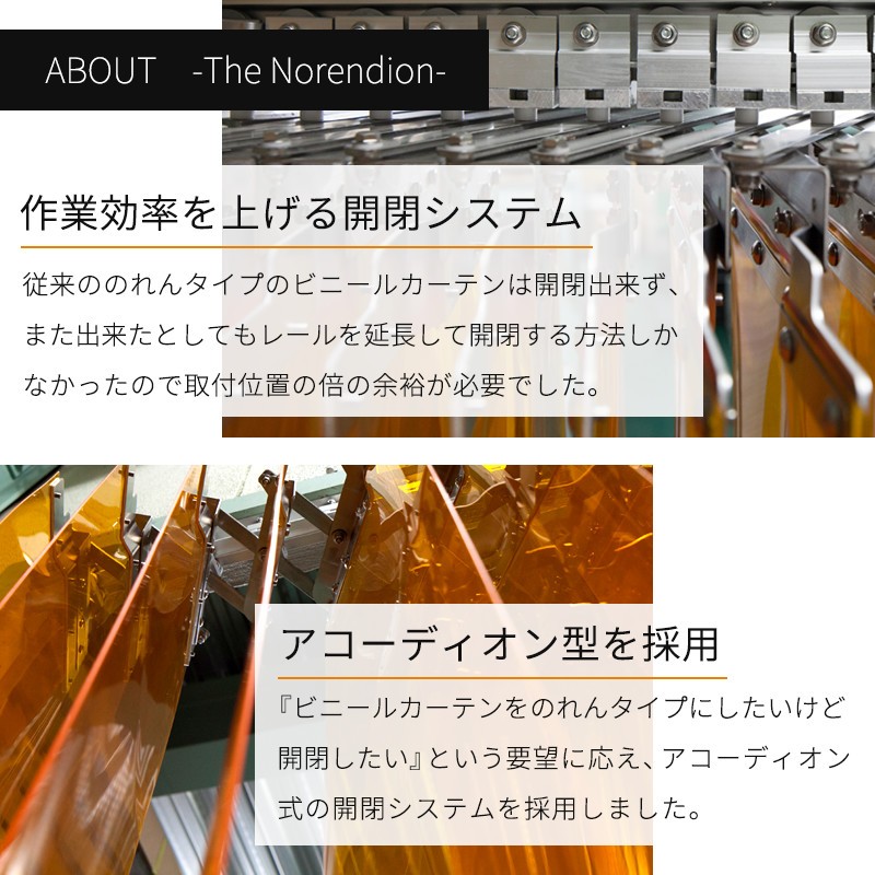 ビニールカーテン 開閉式のれんシート The Norendion 防虫防炎 リブ付