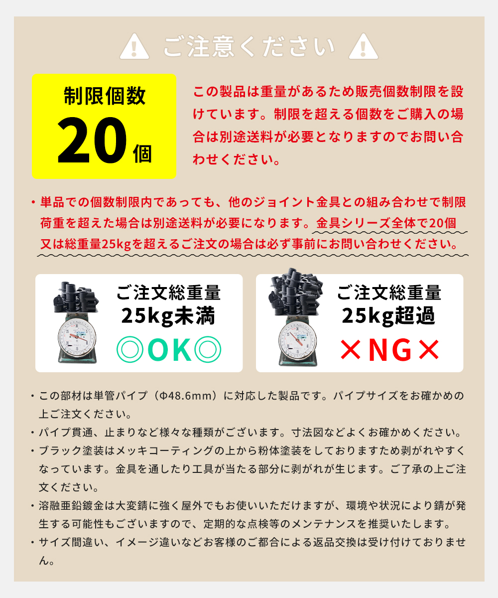 単管パイプ ジョイント 3か所止まり 無塗装 シルバー Z-3-3T 屋外対応タイプ クランプ パイプコネクター ジョイコ｜c-ranger｜07