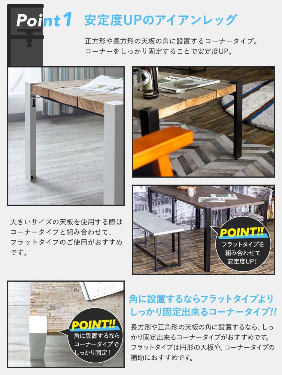 友安製作所 机 脚 パーツ テーブル ショート 400mm 4本セット コーナー