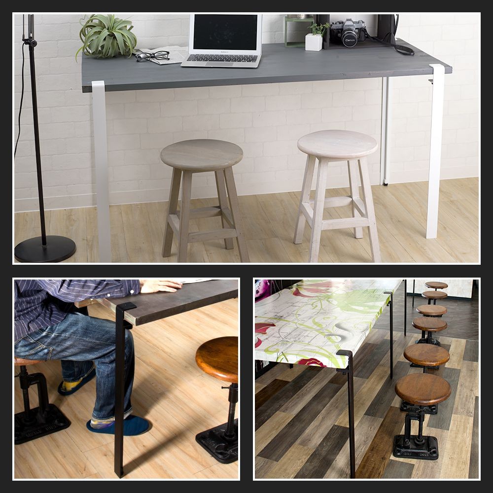 ビス付 アイアンレッグ テーブル脚 角度付 太さ22ミリ 全長700ミリ