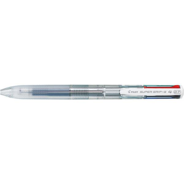 【4本セット】PILOT（パイロット）スーパーグリップG4 BKSG-35F-NC ノンカラー　油性ボールペン 黒・赤・青・緑の4色 日本製 学用品 | PILOT（文具）