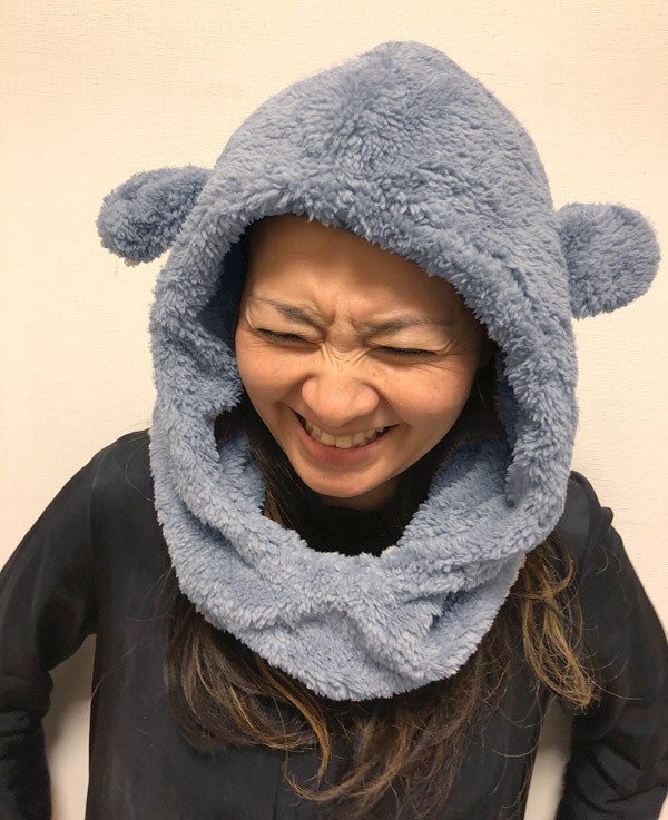 ネックウォーマー グレー ひつじに変身？！☆シープボア調フードネック