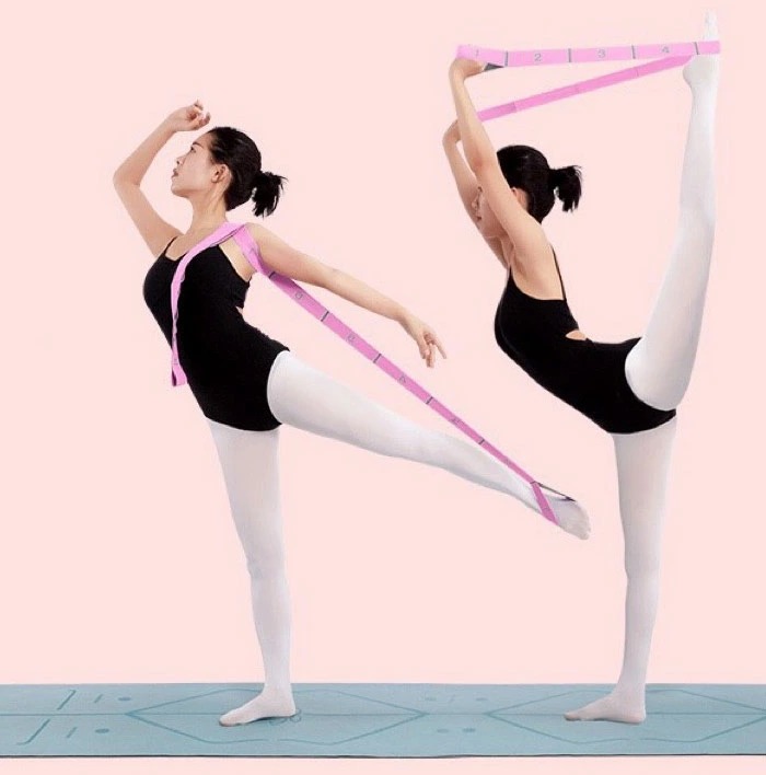 ファッションなデザイン ストレッチバンド ヨガ ダンス 新体操 8段階ナンバー付き ピンク