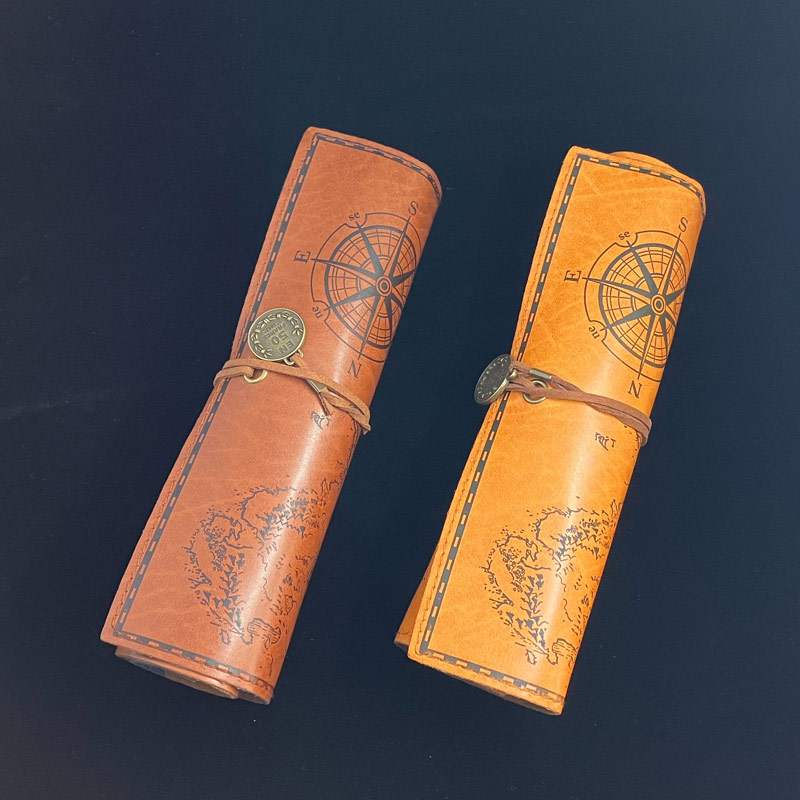 ロールペンケース フェイクレザー 海図 地図 巻きペンケース おしゃれ