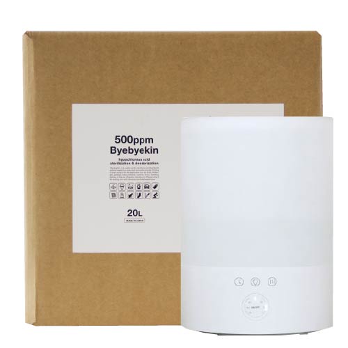 次亜塩素酸水 対応超音波加湿器付 バイバイ菌 500ppm 次亜塩素酸  20L 噴霧器 |  | 01