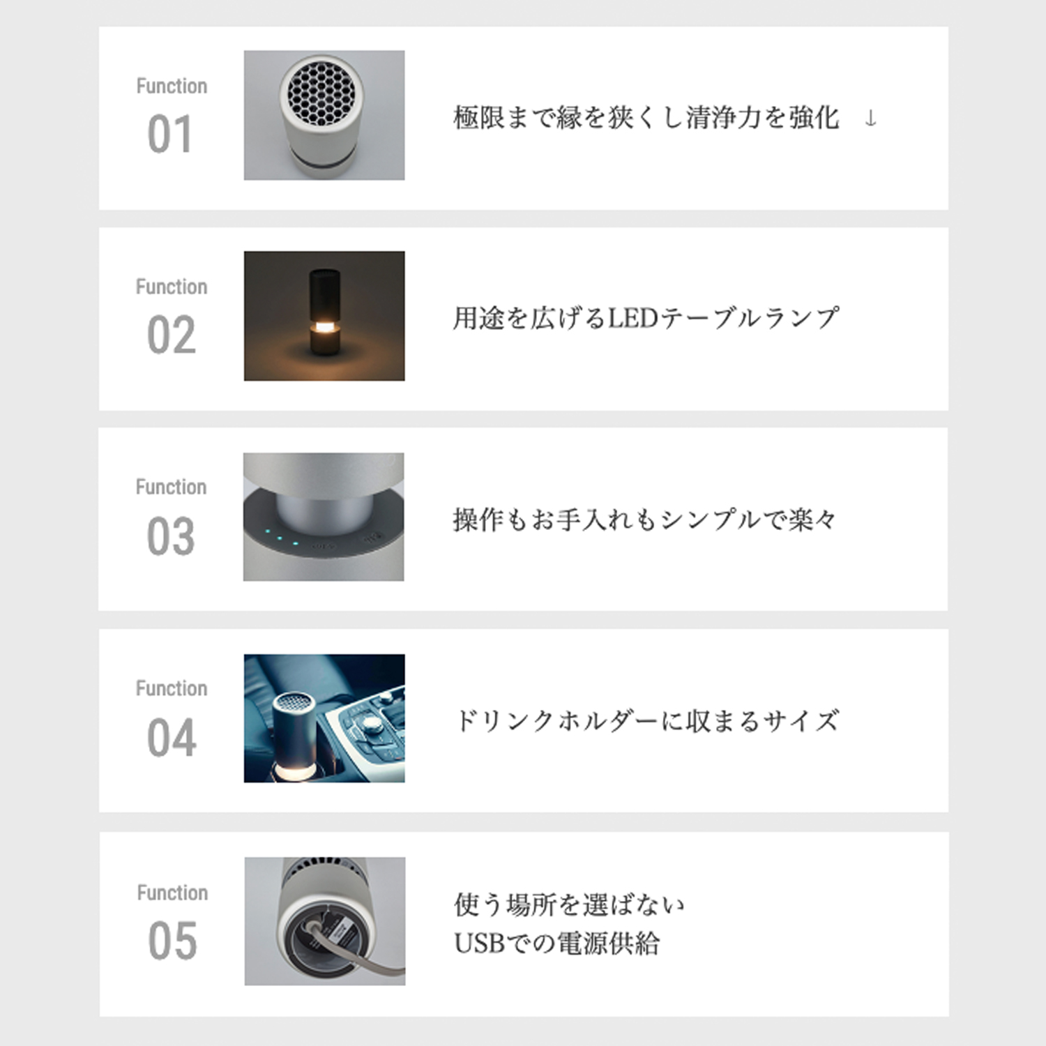 【公式ストア限定2年保証】cado(カドー) LEAF Portable 空気清浄機 花粉対策 除菌 ウイルス対策 脱臭 ハウスダスト ほこり LED ライト 小型 関連画像4