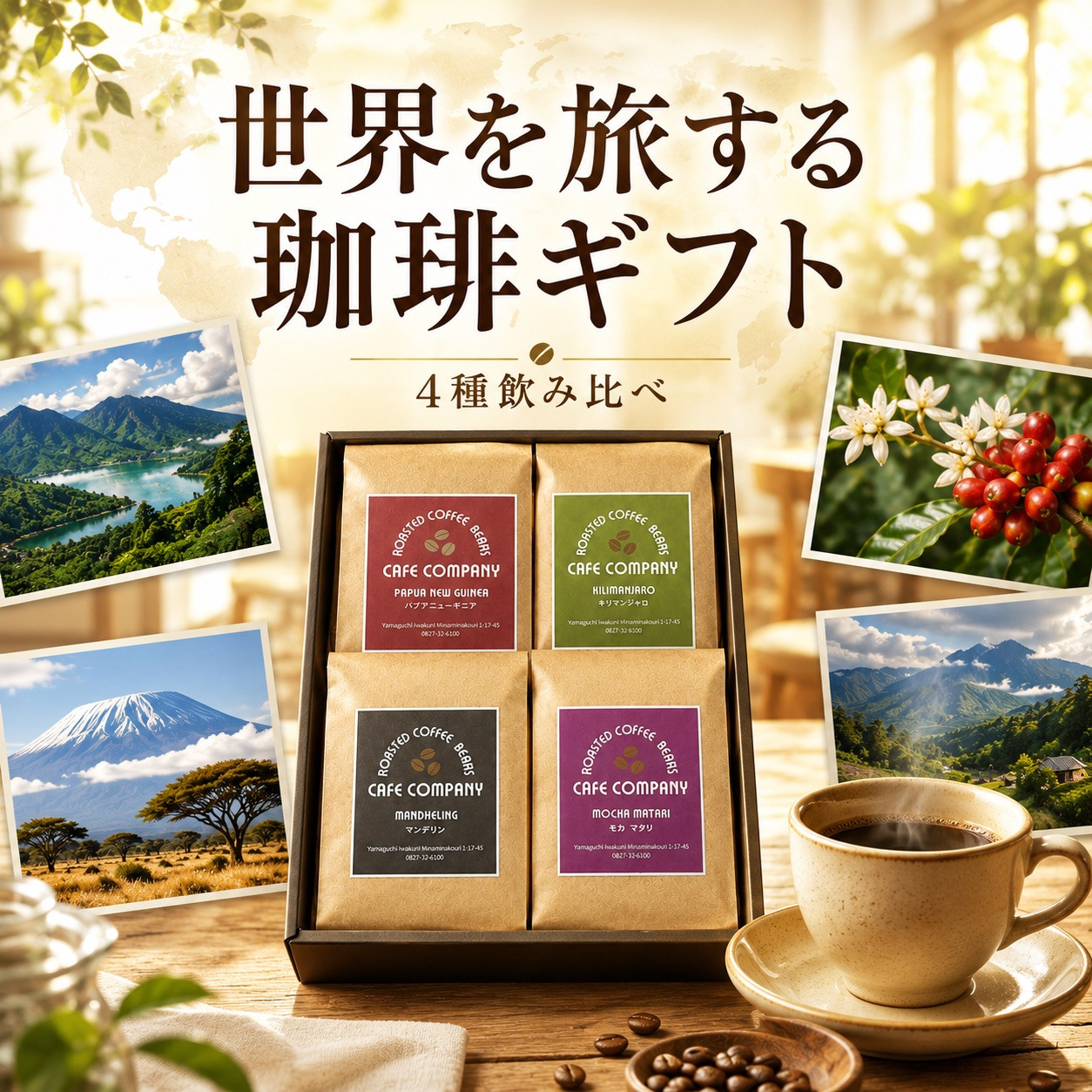 お中元 コーヒーギフト 送料無料 スペシャルティコーヒー 4種 飲み比べ