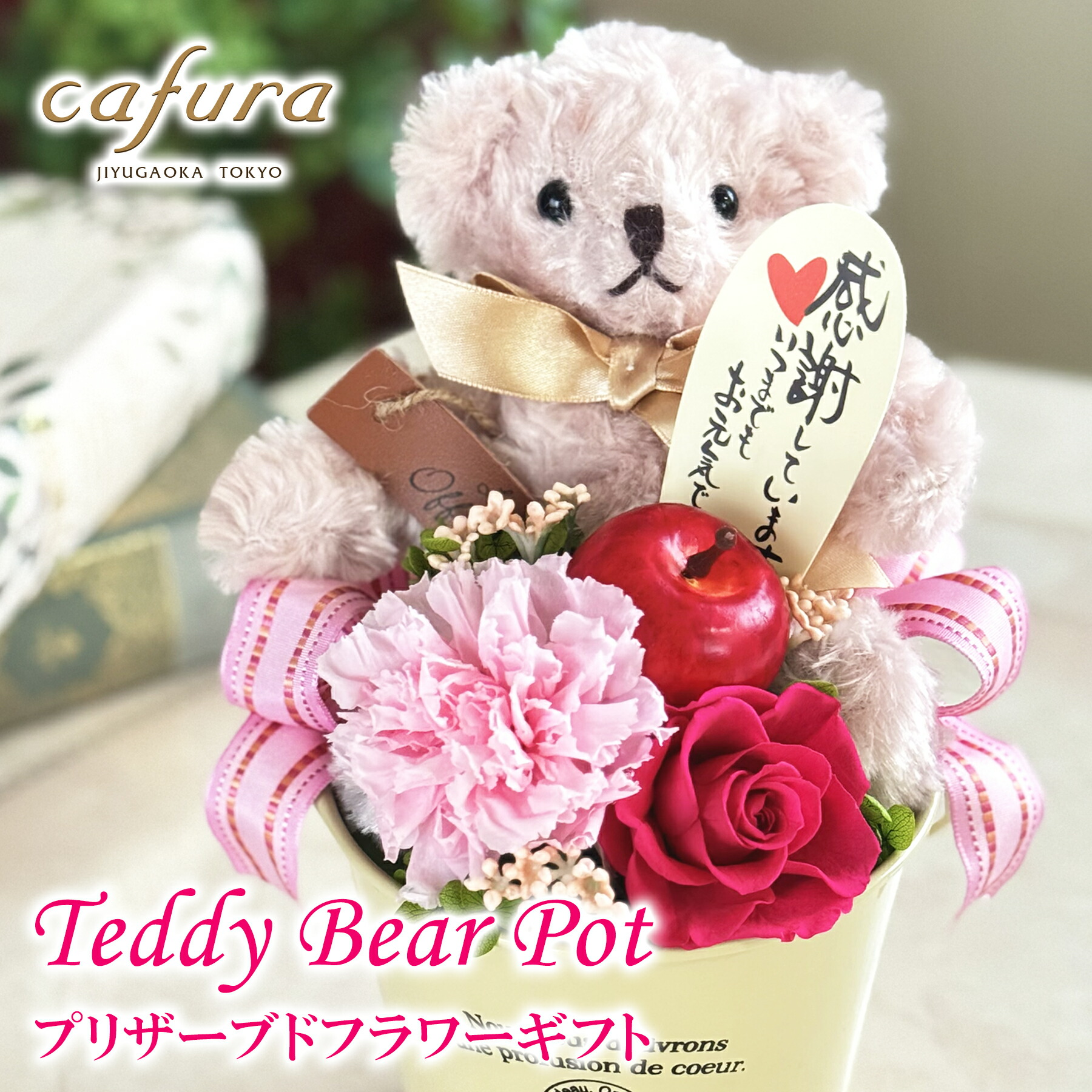 プリザーブドフラワー プレゼント ぬいぐるみ くま カーネーション