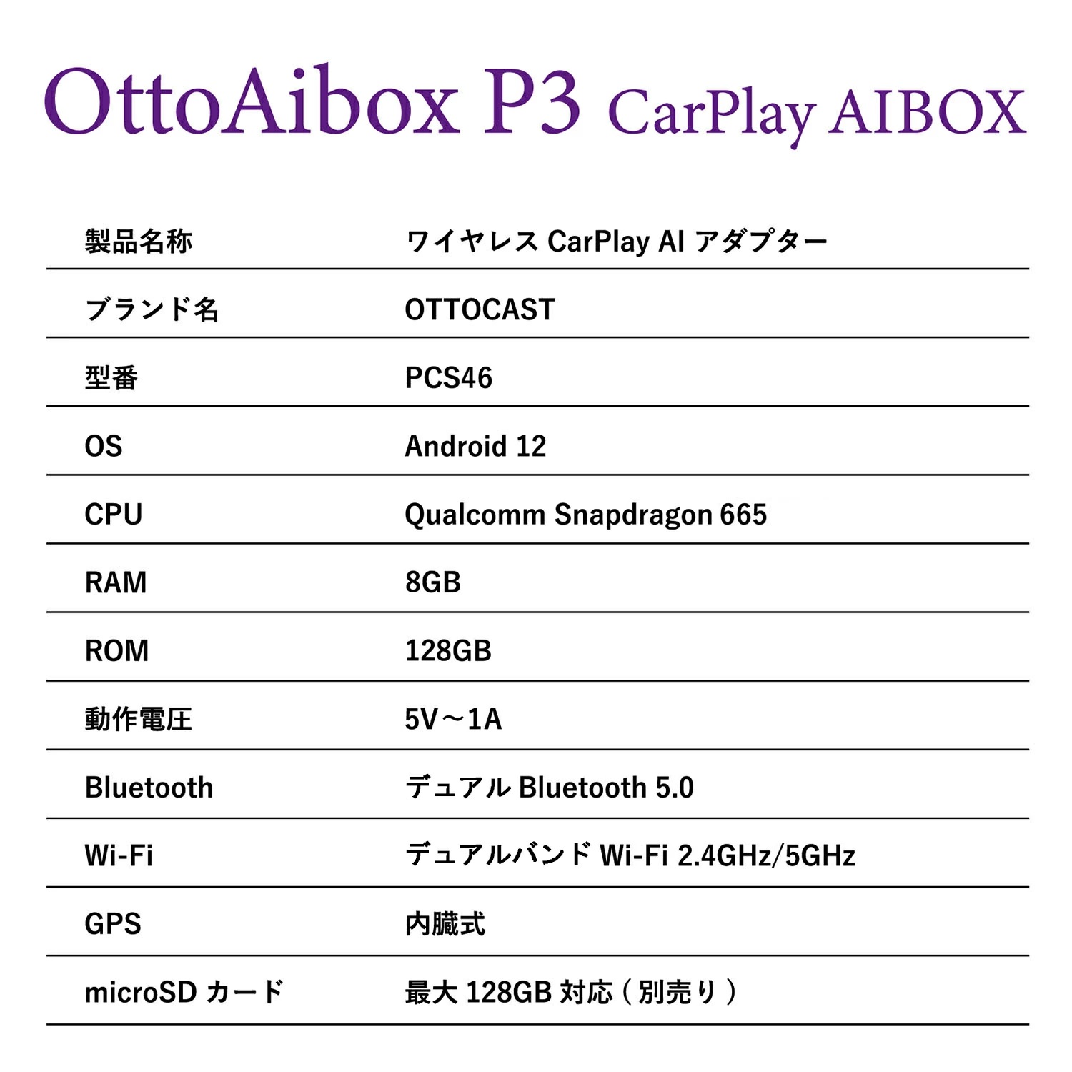オットキャスト Ottocast OttoAibox P3 CarPlay AndroidAuto AI Box 