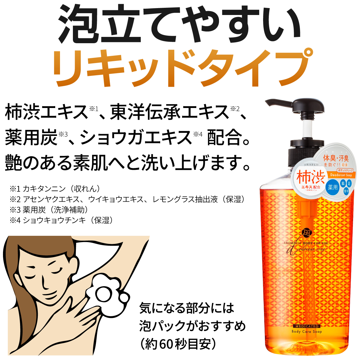 正規販売店】ペリカン石鹸 薬用アロマティックリキッドソープ 柿渋