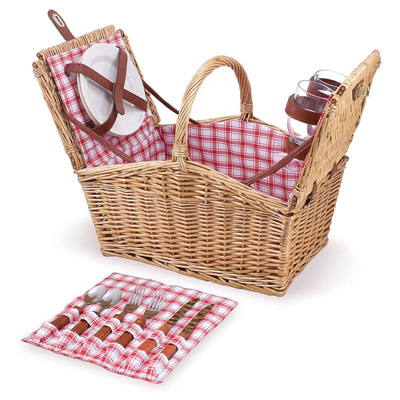 ピクニックバスケット　2個セット ピクニックバスケット 2人用 お皿 ワイングラス コルク抜付 Picnic