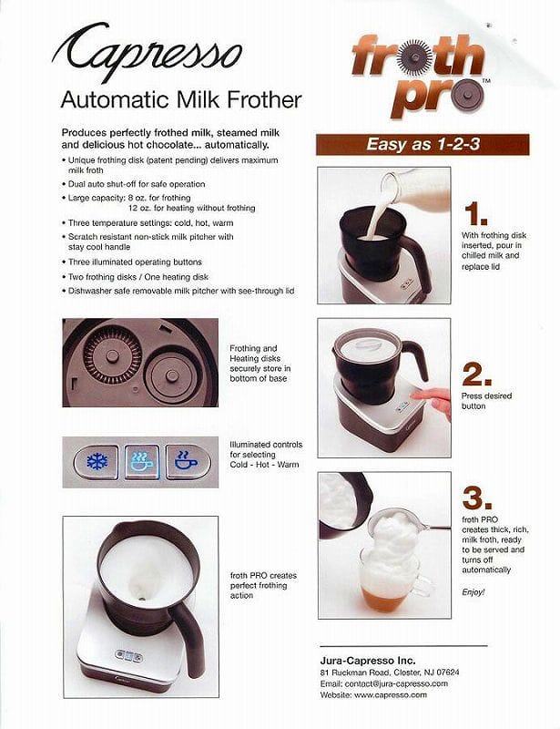 電動 ミルク泡だて器 最大350ml フローサー フォーマー カプレッソ ホットチョコレート カフェラテ カプチーノ Capresso frothPR  :3015334:カリフォルニアキッチンマーケット 通販 