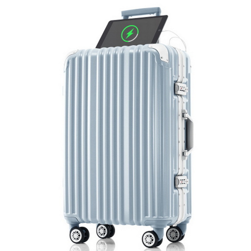 スーツケース Mサイズ アルミ ストッパー付き USBポート カップホルダー キャリーケース キャリ...