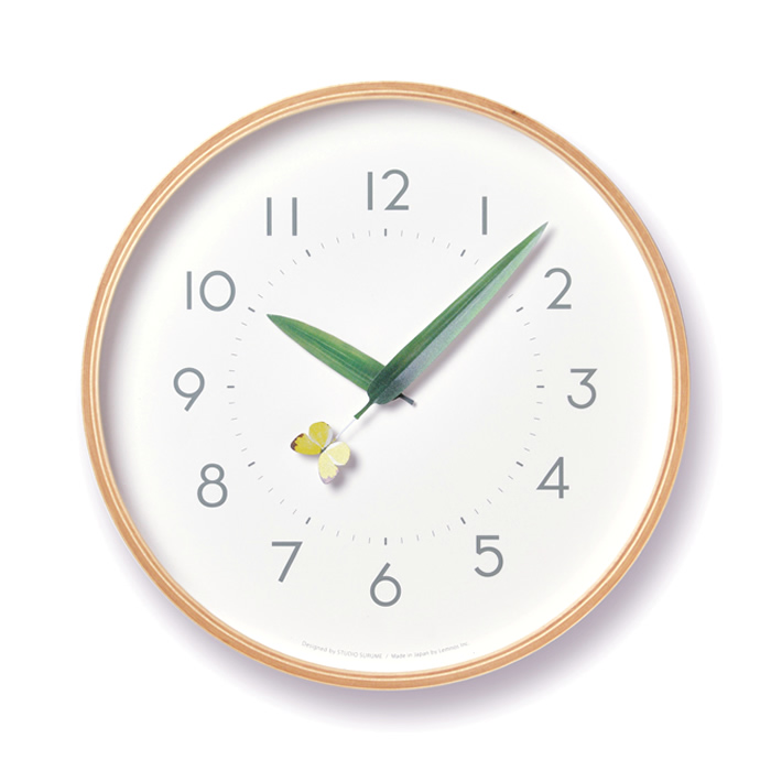 特典付 壁掛け時計 おしゃれ 木製 天然木 北欧 壁掛け 時計 ウォールクロック 掛け時計 ナチュラル とまり木の時計 SUR18-16 レムノス 日本製｜calm-interior｜03