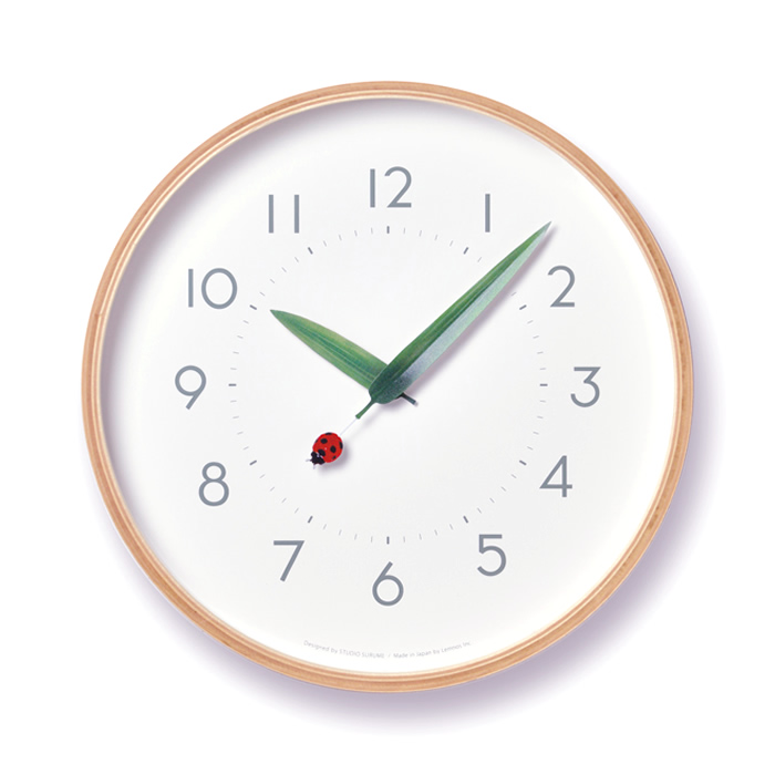 特典付 壁掛け時計 おしゃれ 木製 天然木 北欧 壁掛け 時計 ウォールクロック 掛け時計 ナチュラル とまり木の時計 SUR18-16 レムノス 日本製｜calm-interior｜04