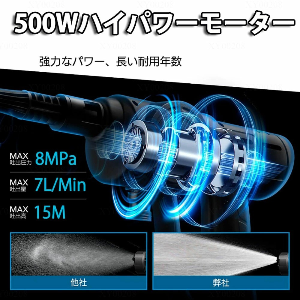 高圧洗浄機 12MPa家庭用高圧洗浄機 3段階水圧調節 連続使用時間表示 高圧洗浄機 コードレス 充電式 3段階水圧調整 6段階マルチスプレー