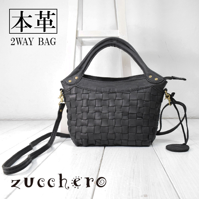 zucchero (ズッケロ) 2way 本革 牛革 ハンドバッグ ショルダーバッグ 