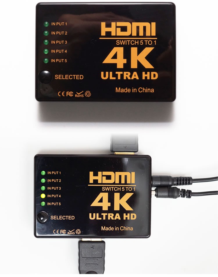 4K対応 HDMI セレクター リモコン 付き 切替器 5ポート 5入力 1出力