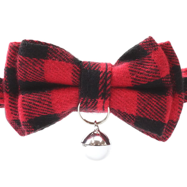 ネコ 首輪 鈴付き リボン チェック柄 ネル風 かわいい カラー おしゃれ