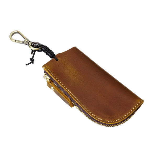 キーリング付きケース　本革　ブラウン　lv 新品　2887 キーケース レザー 本革 スマートキーケース ラウンドファスナー