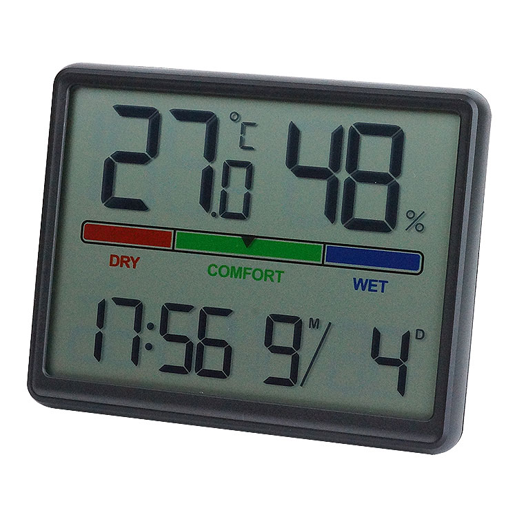 置き時計 温湿度計 温度計 湿度計 時計 デジタル アラーム スヌーズ マグネット 壁掛け穴 スタンド 小型 コンパクト シンプル｜calmshop｜03