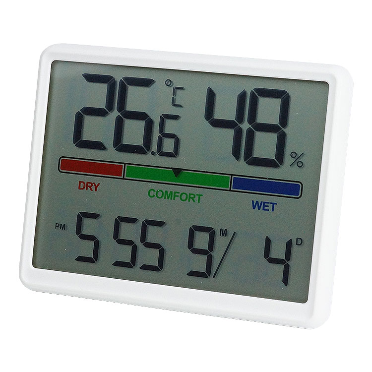 置き時計 温湿度計 温度計 湿度計 時計 デジタル アラーム スヌーズ マグネット 壁掛け穴 スタンド 小型 コンパクト シンプル｜calmshop｜02