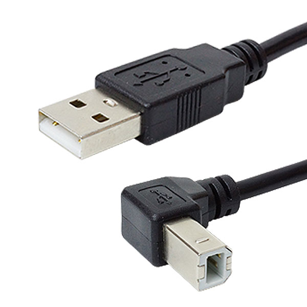 Type-B ケーブル 0.5m 50cm L字型 USB 2.0 ABタイプ プリンター スキャナー 周辺機器接続 USB Type-A - Type-B 角度 90度 直角