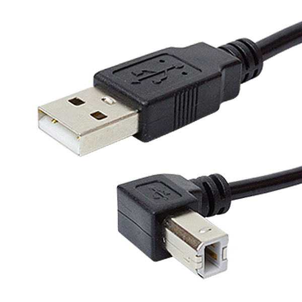 Type-B ケーブル 0.5m 50cm L字型 USB 2.0 ABタイプ プリンター スキャナー 周辺機器接続 USB Type-A - Type-B 角度 90度 直角
