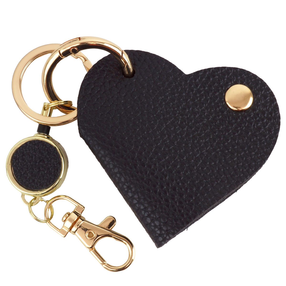 リール付き ハート型キーケース 鍵入れ キーホルダー バッグチャーム