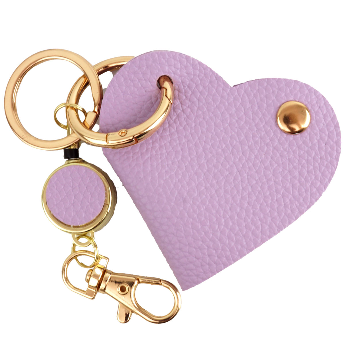 リール付き ハート型キーケース 鍵入れ キーホルダー バッグチャーム