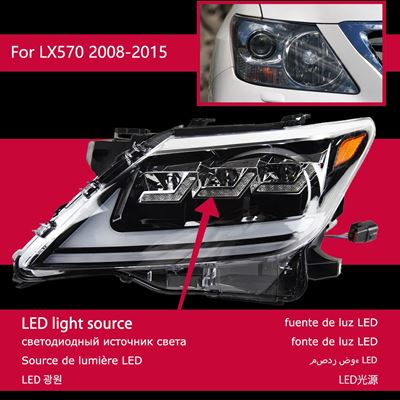 レクサスLX570AKDヘッドランプ LEDヘッドライト2008-2015ヘッドライトLX570 DRLウィンカーハイビームエンジェルアイプロジェクターレンズ｜calore｜02