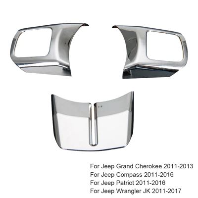 人気オーダー ジープ ABS 車内ステアリングホイール装飾カバーステッカー パトリオット コンパス グランドチェロキー ラングラーJK 2011-2017