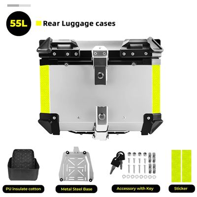 バイク用アルミニウム収納ボックス ラゲッジラック用 トランク用 ヤマハ用 ホンダ用 45L 55L サイズ 機能