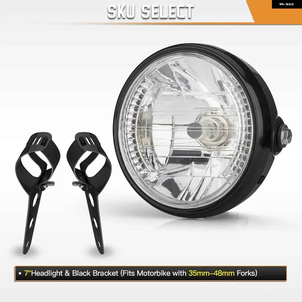 並行輸入品7インチ オートバイ バイク ヘッドライト 7インチ 汎用 12V H4 35W ラウンド オートバイ バイク イエローの画像