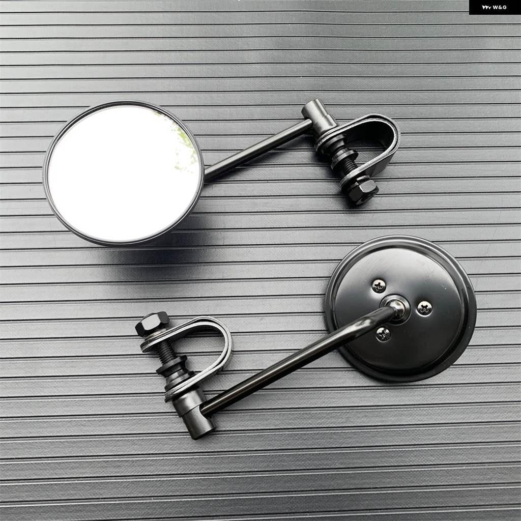並行輸入品オートバイ バックミラー ステンレス ミラー クラシック レトロ ヴィンテージ ラウンドバックミラー 22MM-25MM 凸型クリップの画像