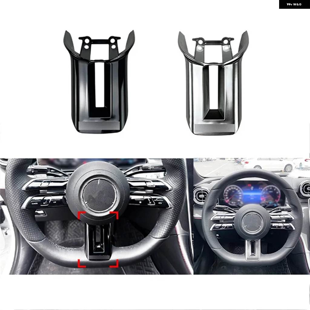 並行輸入品車用ブラック ステアリングホイール カバー トリム フレーム メルセデス ベンツ CES クラス W206 W213 W223 AMG スタイル 2021-2022 交換用_1