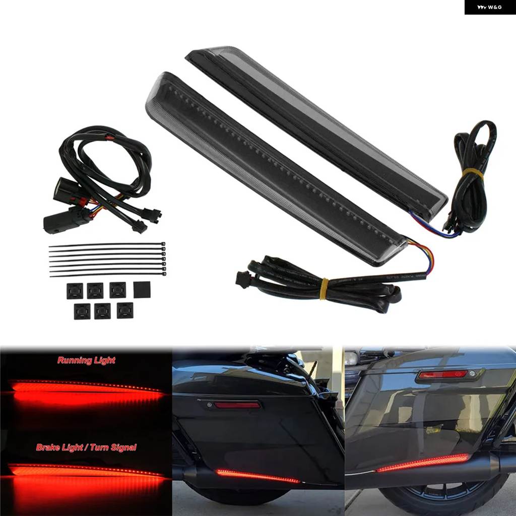並行輸入品オートバイ 拡張バッグ LEDライト スモーク サドルバッグ ブレーキ ウィンカー ランライト ハーレー ツーリング 2_1