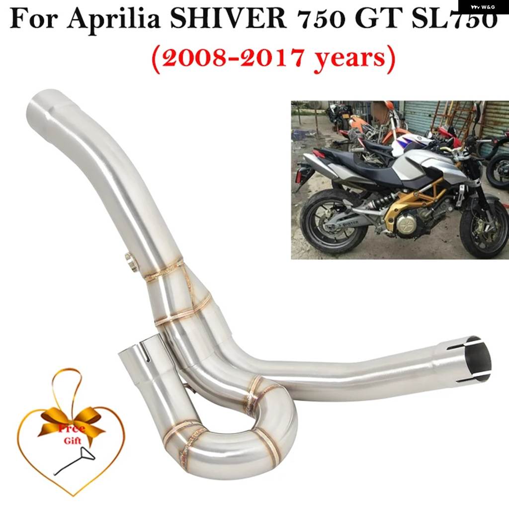 並行輸入品アプリリア SHIVER 750 GT SHIVER750 SL750 2008 - 2017 バイク 排気口ミドルリンク パイプ マフラー ステンレス スティーへスリップオン_1