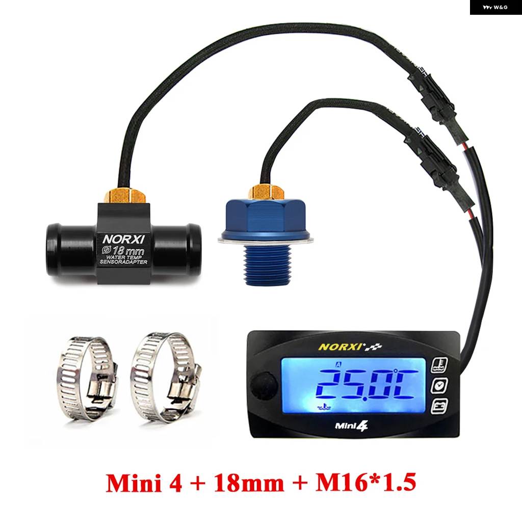 並行輸入品 MINI 4 デュアル温度計 デジタル バイク 水温 油温 電圧 時間 NORXIの画像