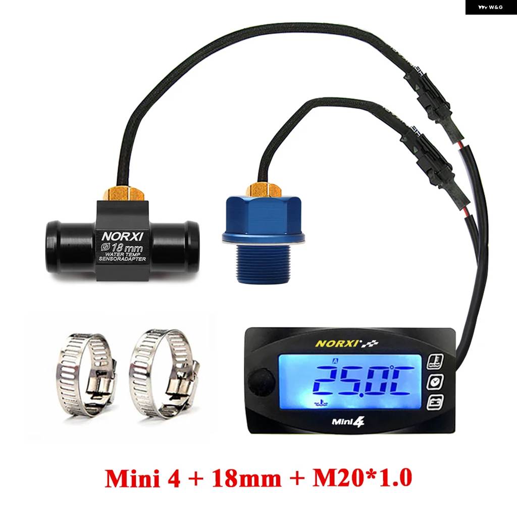 並行輸入品 MINI 4 デュアル温度計 デジタル バイク 水温 油温 電圧 時間 NORXIの画像