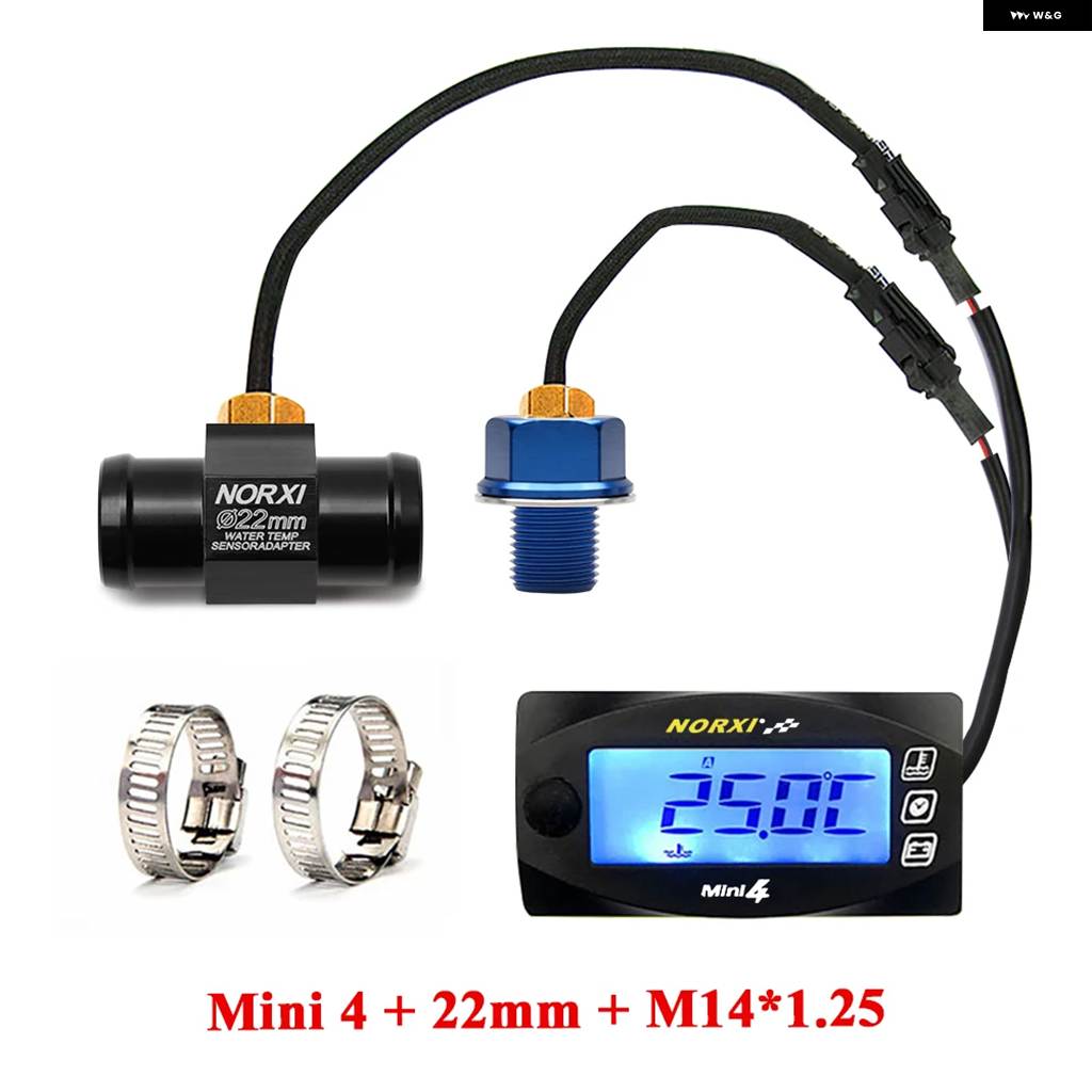 並行輸入品 MINI 4 デュアル温度計 デジタル バイク 水温 油温 電圧 時間 NORXIの画像