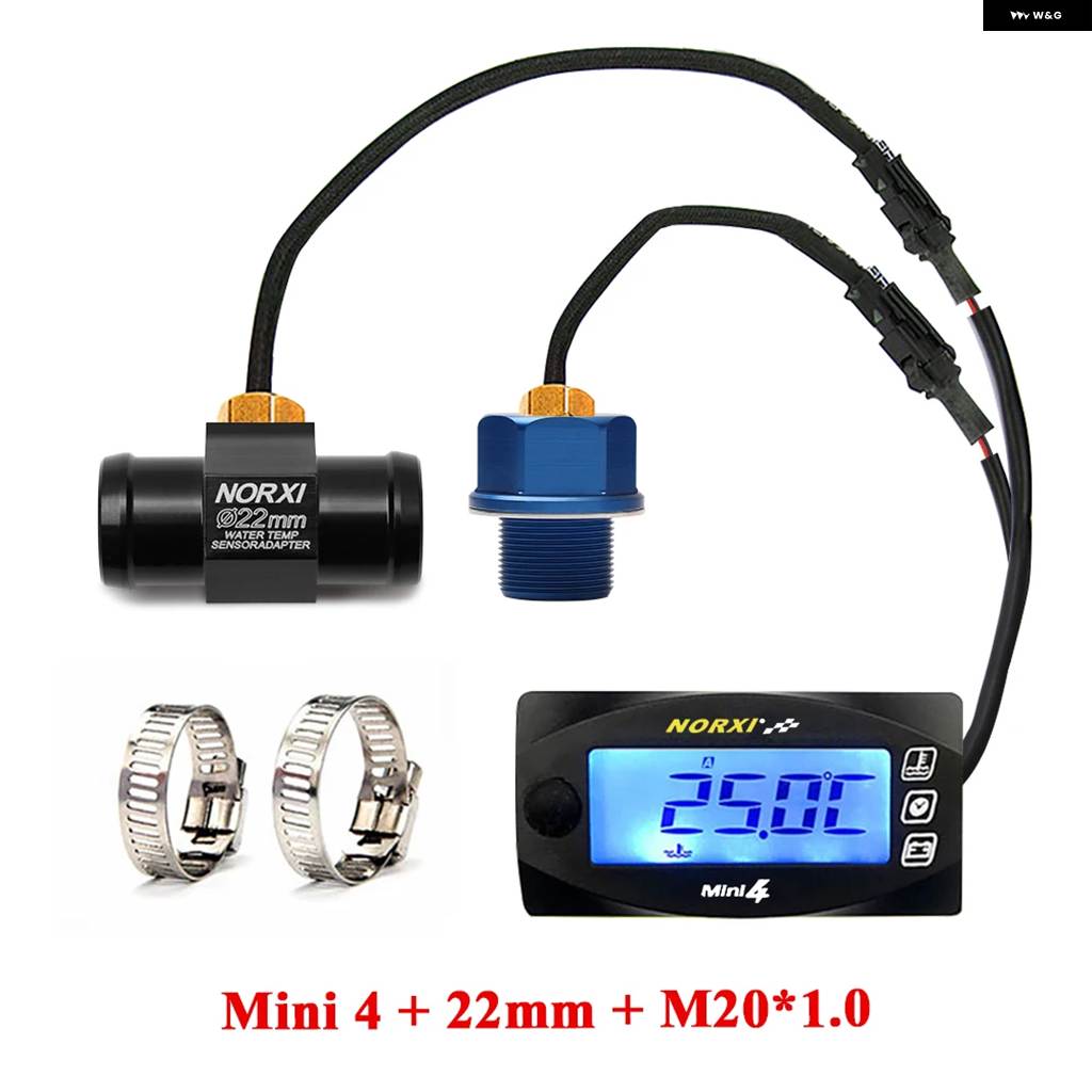 並行輸入品 MINI 4 デュアル温度計 デジタル バイク 水温 油温 電圧 時間 NORXIの画像