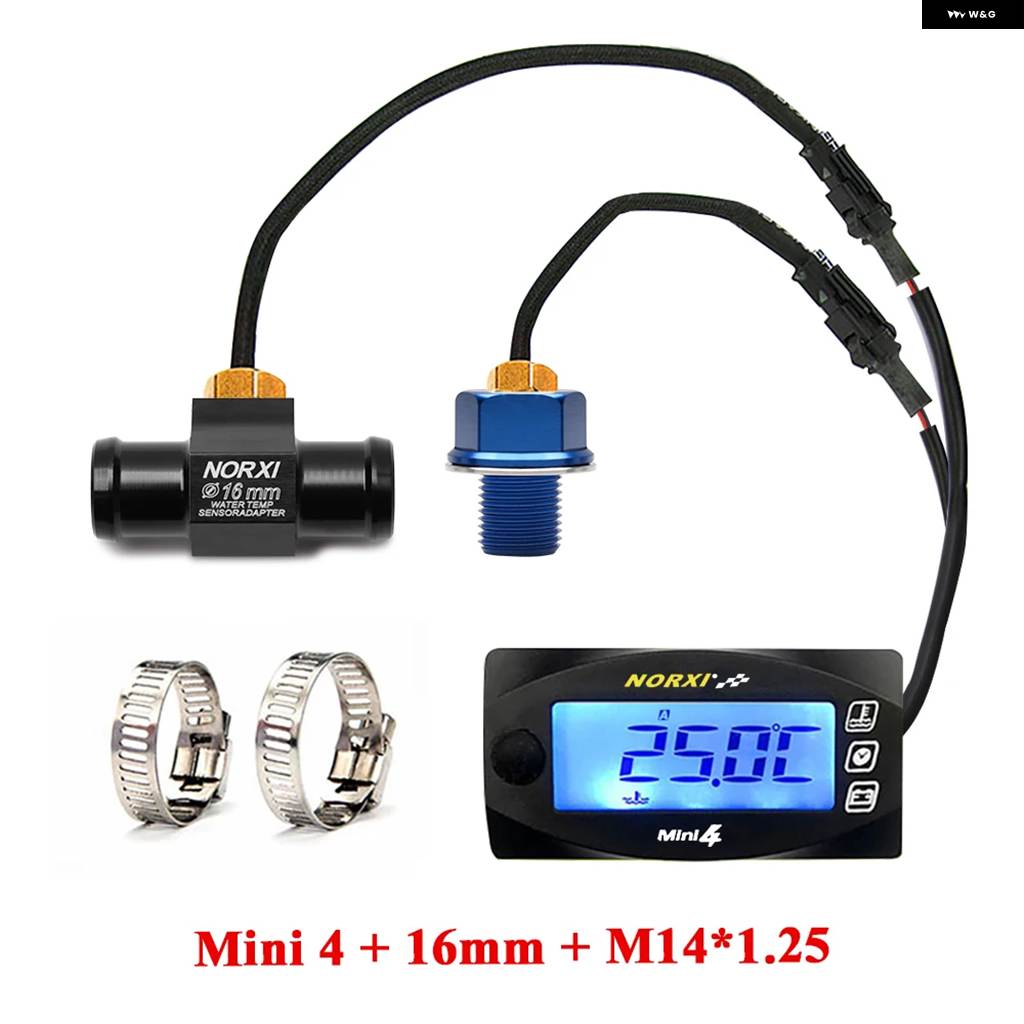 並行輸入品 MINI 4 デュアル温度計 デジタル バイク 水温 油温 電圧 時間 NORXIの画像