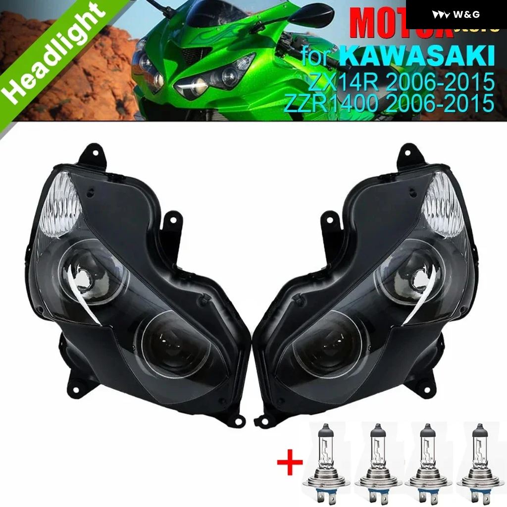 ZX 14Rヘッドライト ブラック Ninja 新品 ZX14R ZX-14R ZZR1400 2012-2016 社外品 ヘッド