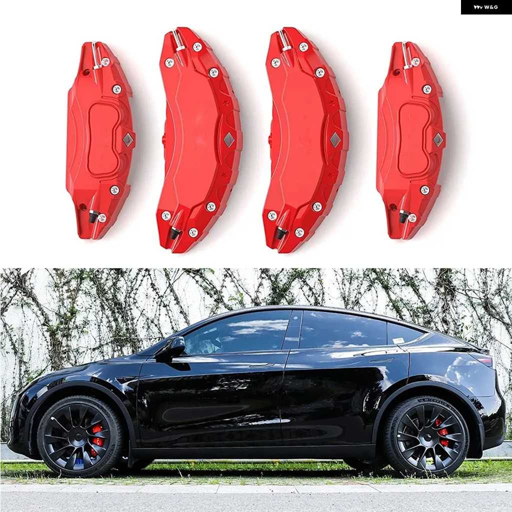 並行輸入品4個セット ブレーキ キャリパー カバー テスラ モデル3 2021