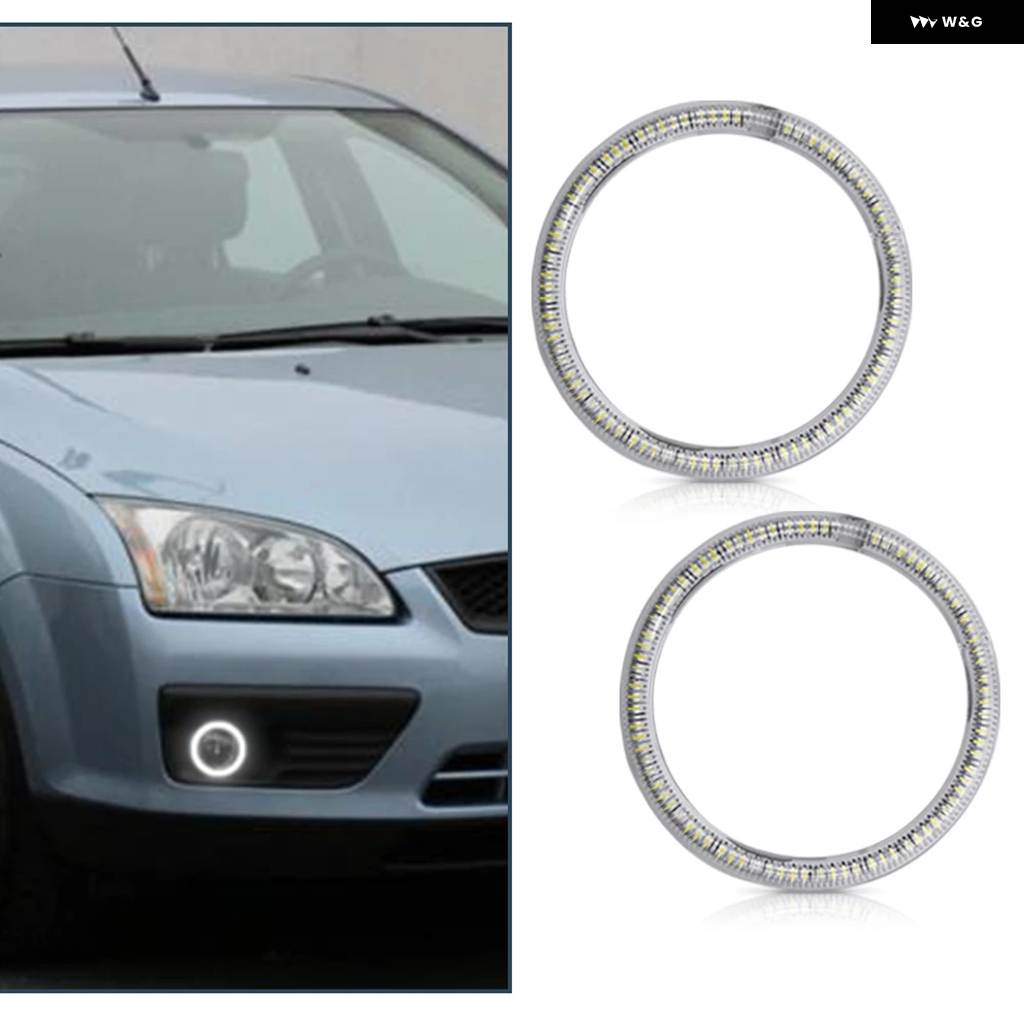 並行輸入品2個 LED ハローリングライト エンジェルアイ フォード フォーカス MK 2 2004-2011 ヨーロッパ ハロゲン ヘッドライト フロント フォグライトの画像